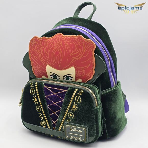 Loungefly Disney Hocus Pocus Velvet Cosplay Winifred mini Backpack - Picture 3 of 5